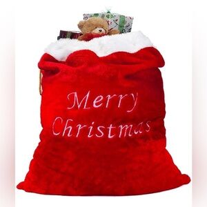 Oversized Velvet Santa Gift Sack Merry Christmas Red